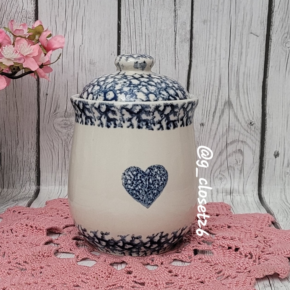 Tienshan Folkcraft Blue Sponge Canister with Lid